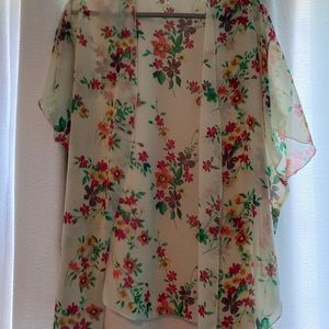 White Floral Kimono-Style Jacket